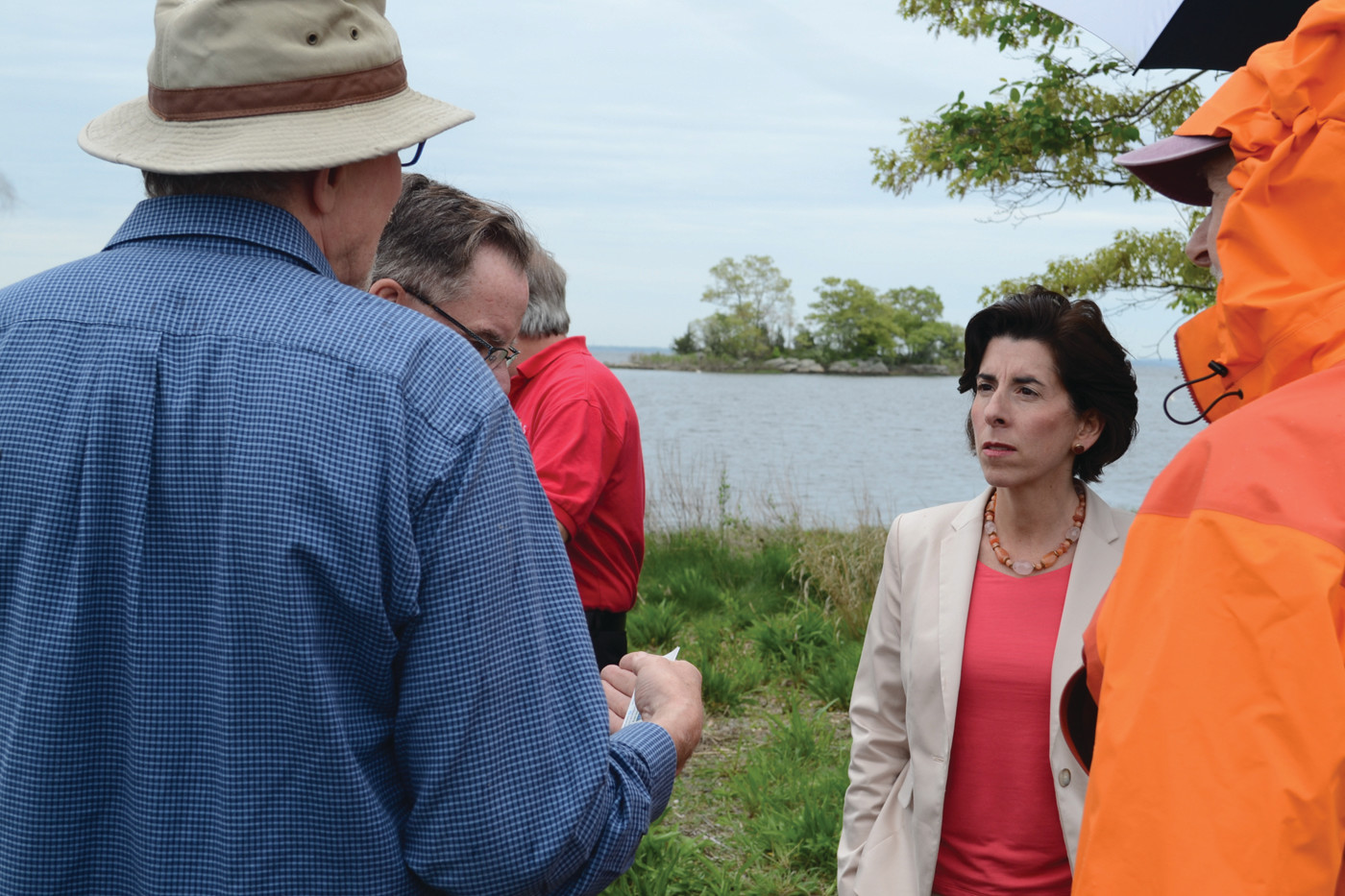 OUT OF THE OFFICE: Governor Raimondo was pleased to get out of the office and see Salter Grove, saying she thought it was important to see the places that will be improved by DEM grants.